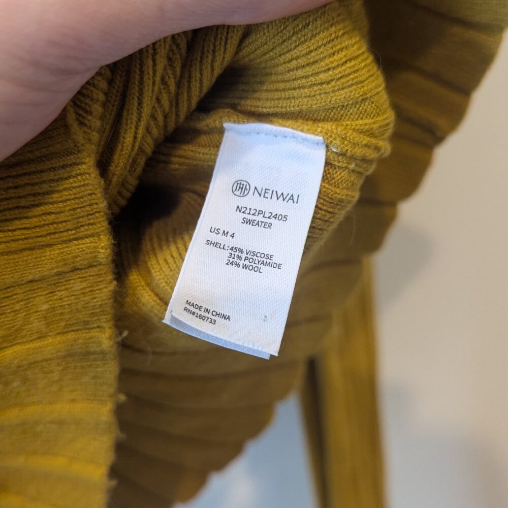 Neiwai Mustard Knitted Rib Sweater - Picture 4 of 5